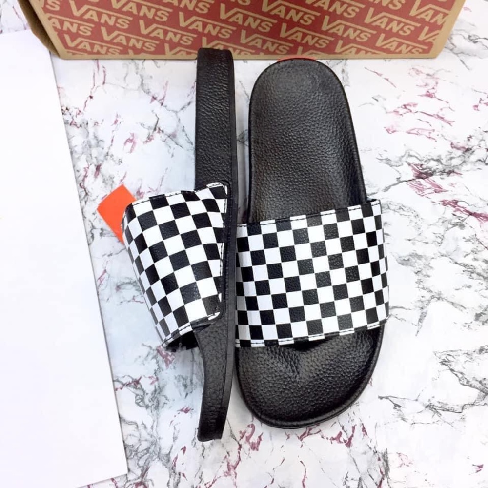 New in box Vans checker slides sandals black/white